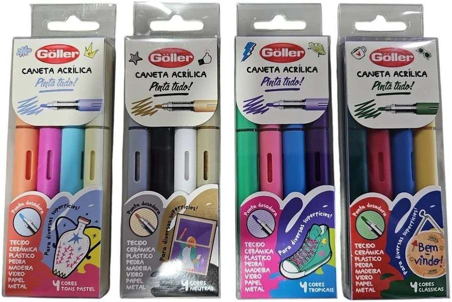 CANETA PINTA TUDO ACRILICA C/4 PCS